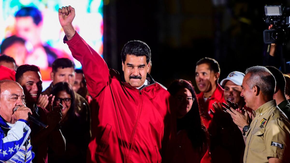 Venezuelan President Nicolas Maduro celebrates Sunday's vote for a new constitutional assembly.