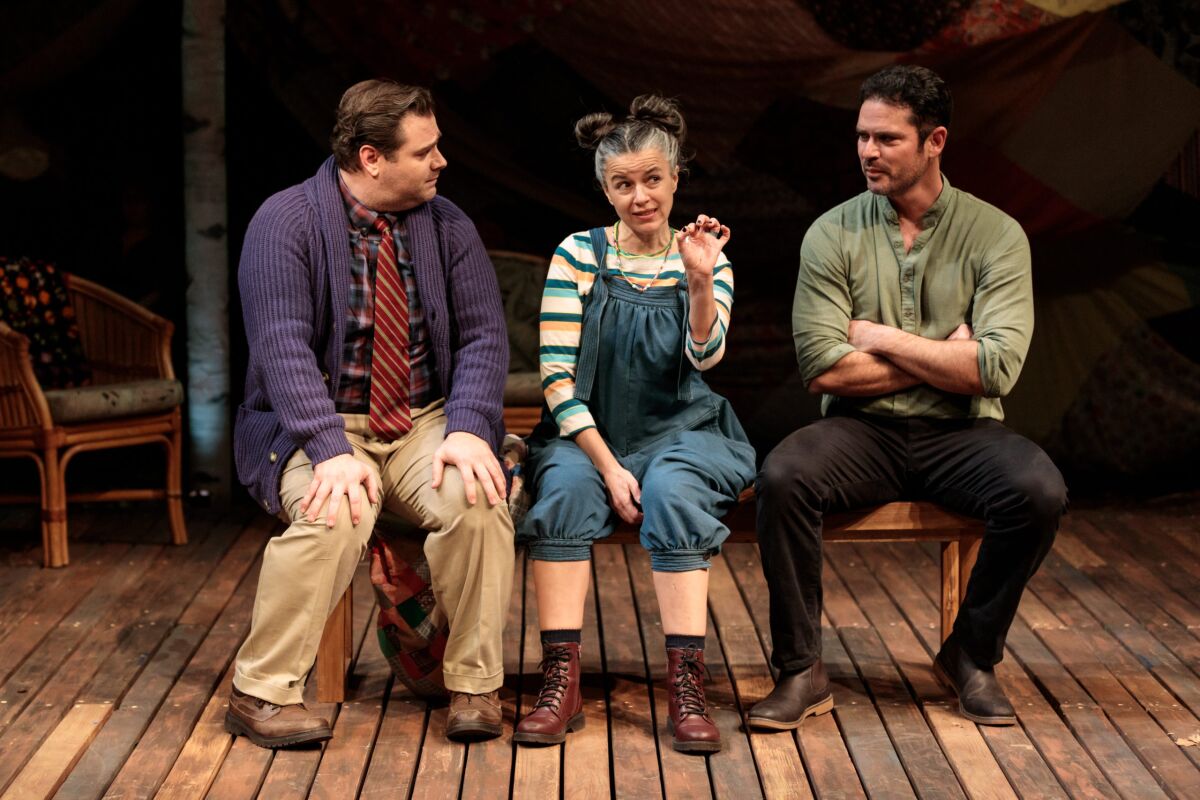 MJ Sieber, Beatrice Basso, Jorge Rodriguez in Cygnet Theatre's "Life Sucks."