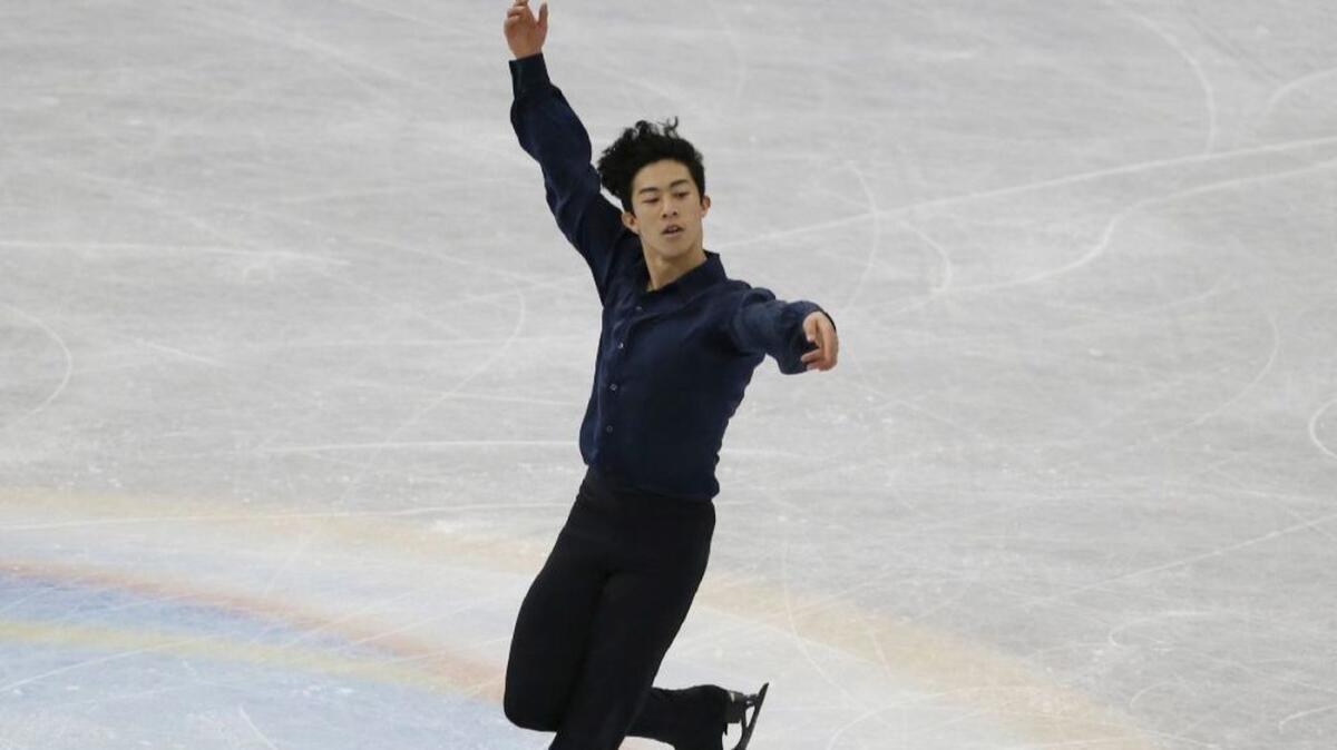 Nathan Chen performs during the men's free skating of the ISU Grand Prix of Figure Skating Final in Nagoya, Japan, on Dec. 8