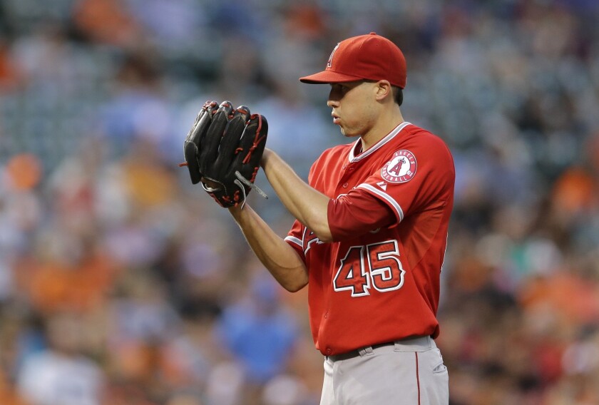 Tyler Skaggs suffered a forearm strain Thursday against the Baltimore Orioles. He'll have an MRI on Friday to determine the severity of the injury, and whether he'll go on the disabled list for the second time this season.