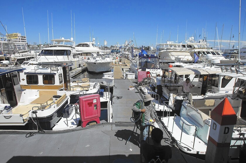 4 Day Lido Boat Show Opens Today Latest Models And An Express Yacht Los Angeles Times
