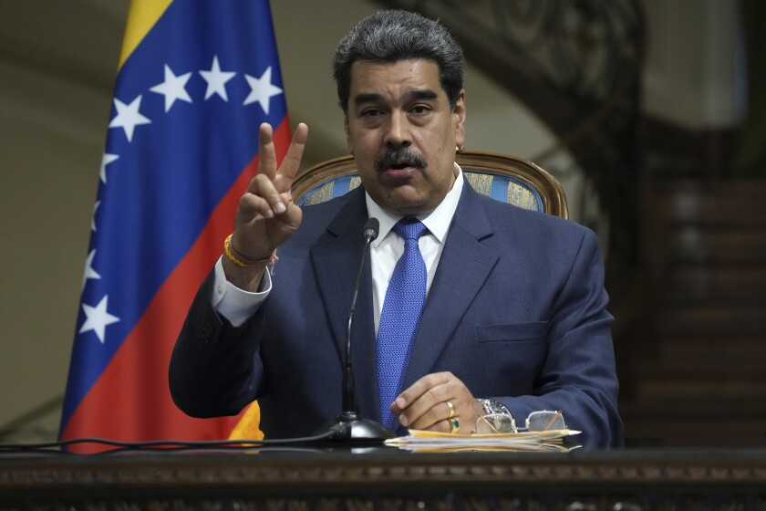 El presidente venezolano Nicolás Maduro habla en una conferencia de prensa