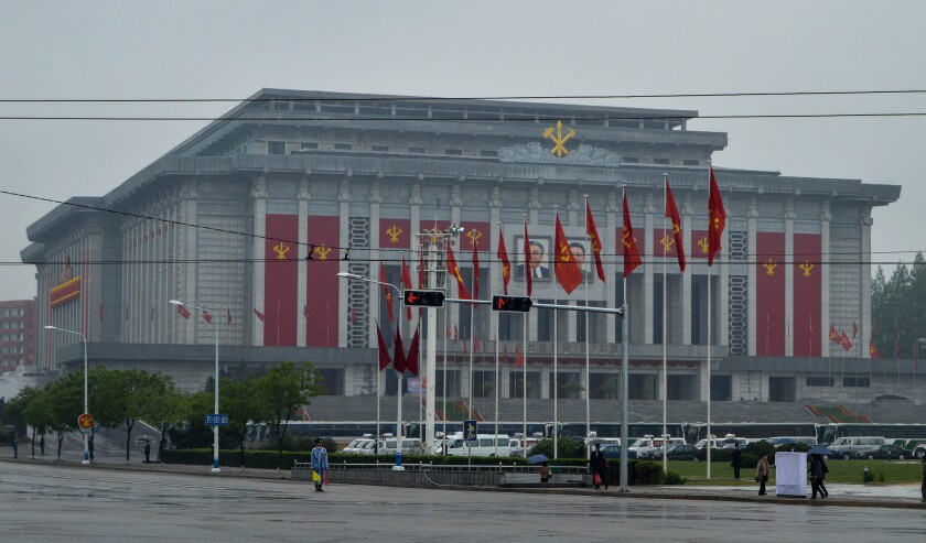 The North Korean Workers' Party Congress is being held in the April 25 House of Culture, seen on May 6, 2016.