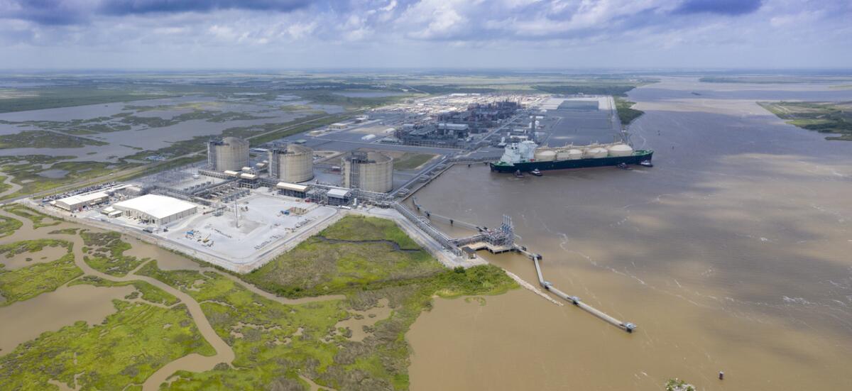 Sempra's Cameron liquefied natural gas export terminal loads its first commissioning cargo in Hackberry, La., in May 2019.