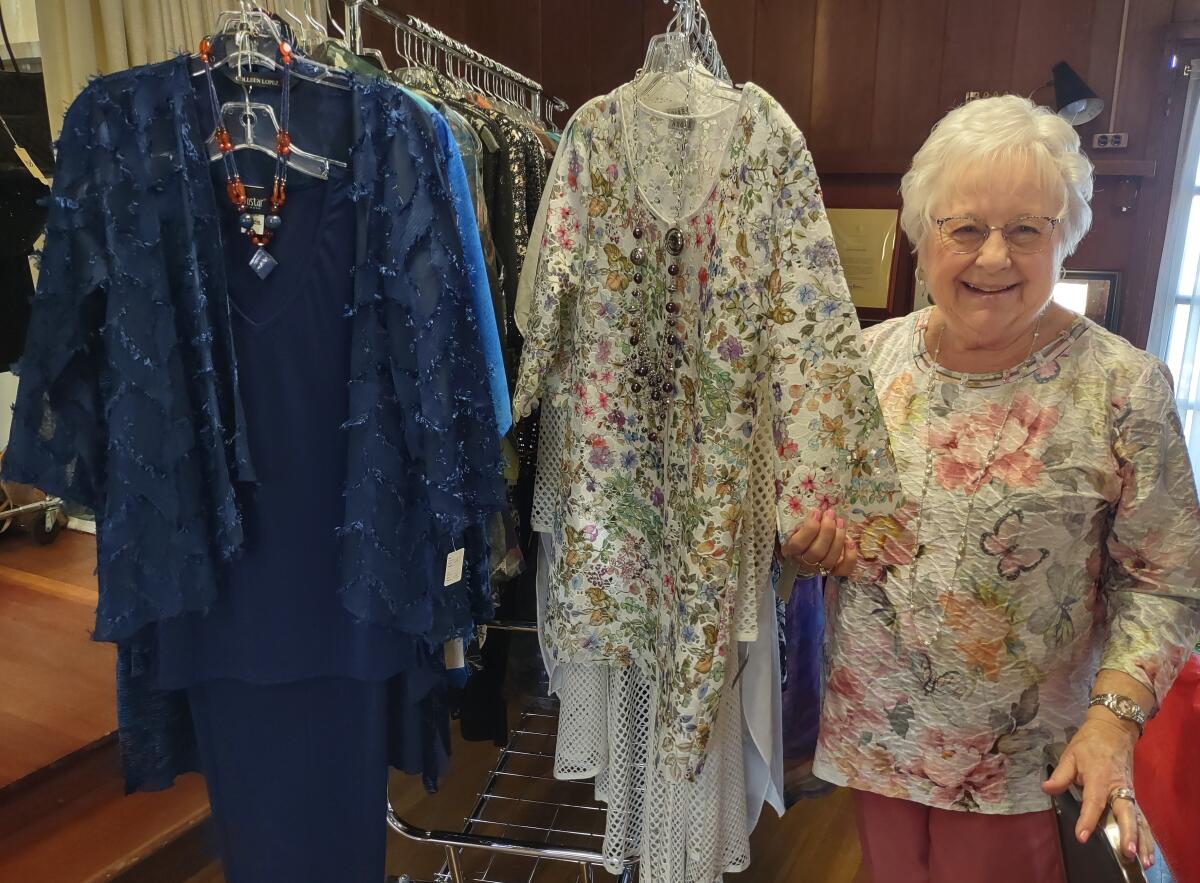 Ramona resident Linda Conley shopped for clothes and visited with friends at the luncheon and fashion show.