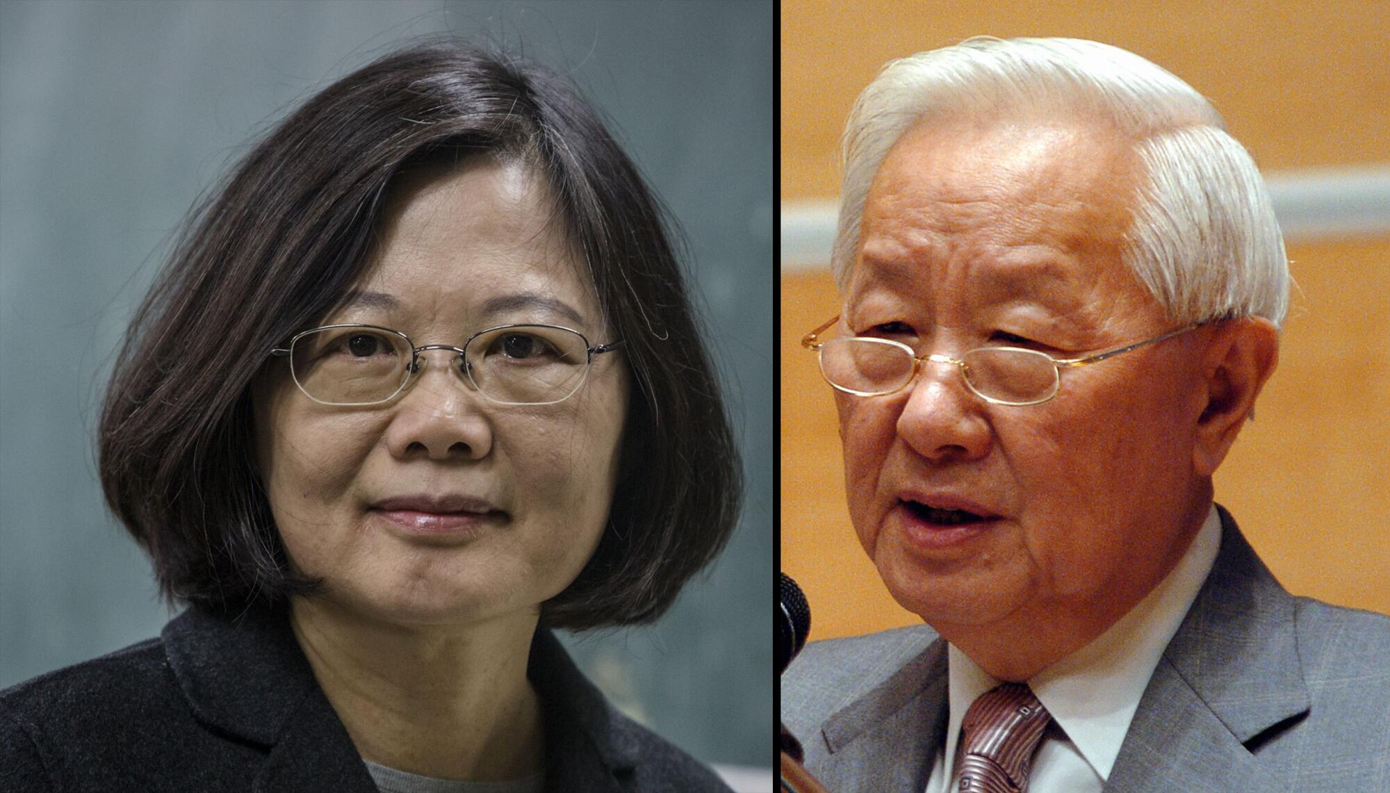 Taiwan's President Tsai Ing-wen, left, and TSMC founder Morris Chang.