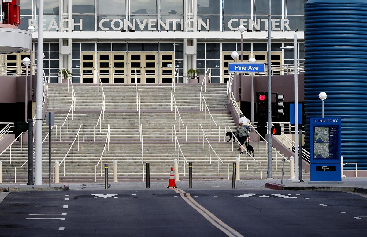 The convention center in Long Beach was almost completely deserted Saturday.