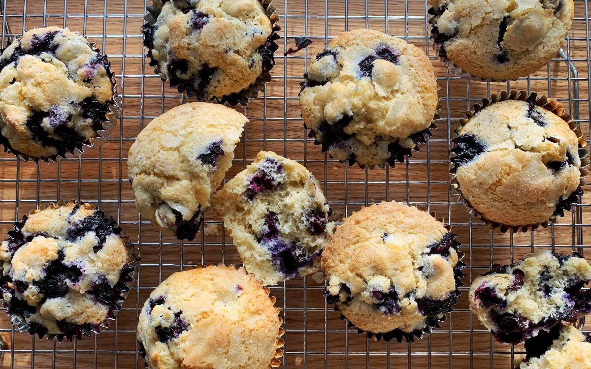 The best blueberry muffins have way more berries than batter.