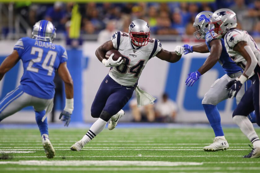 DETROIT, MICHIGAN - AUGUST 08: Benjamin Watson #84 of the New England Patriots looks for yards after a second quarter catch while playing the Detroit Lions during a preseason game at Ford Field on August 08, 2019 in Detroit, Michigan. (Photo by Gregory Shamus/Getty Images) ** OUTS - ELSENT, FPG, CM - OUTS * NM, PH, VA if sourced by CT, LA or MoD **