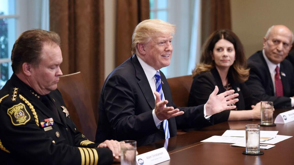 President Trump meets at the White House with California leaders and public officials who oppose the state's "sanctuary" policies.