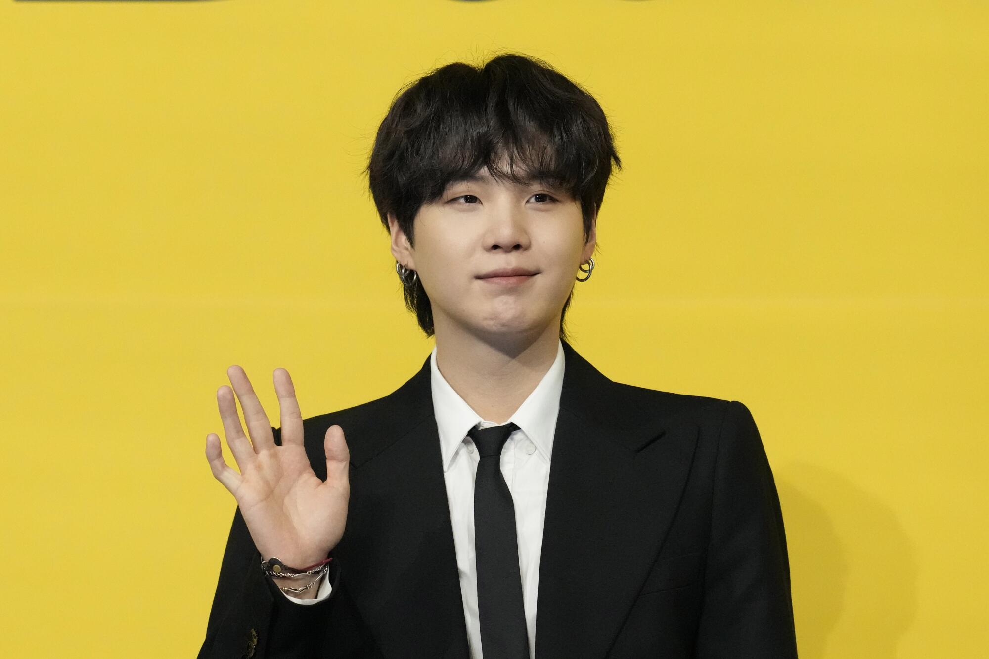 Suga, miembro de la banda de K-pop surcoreana BTS