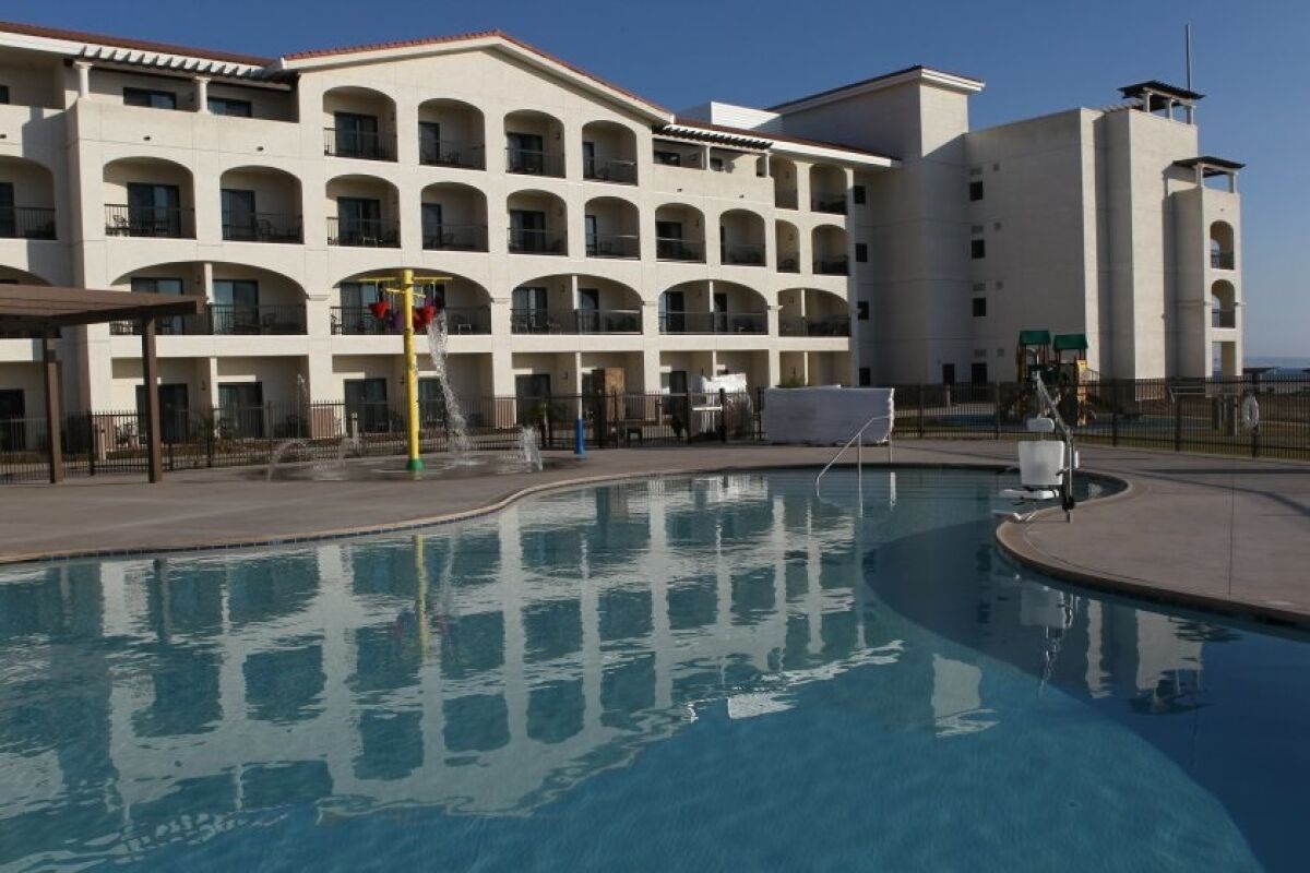 The swimming pool at the Coronado Navy Lodge. The city of Coronado opposes the amount of housing it would be forced to plan for under a proposed methodology that allocates housing units to jurisdictions in the county based on jobs and transit.