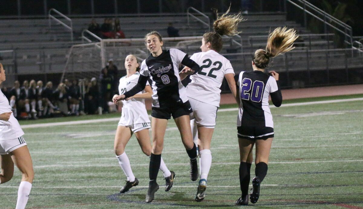 Midfielder Marisa Bubnis (#8) is a key on both ends of the field for Carlsbad.