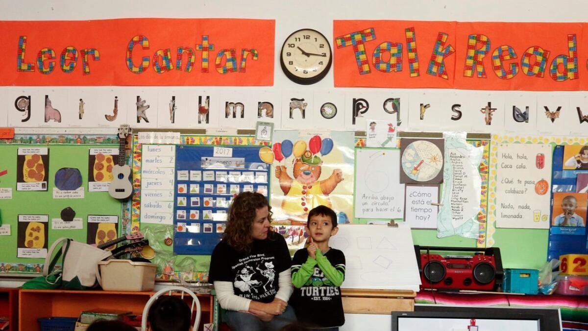 L.A. Unified School District will offer more dual-language preschool classes like the one at Grand View Boulevard Elementary School.