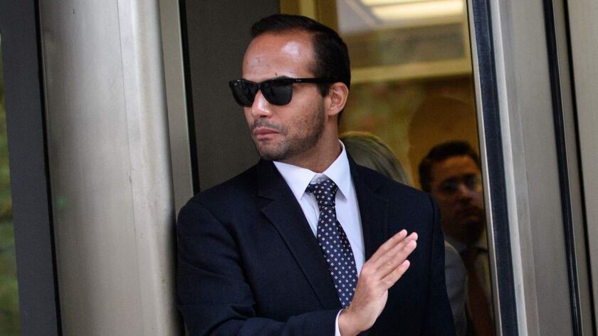 George Papadopoulos leaves U.S. District Court after his sentencing Sept. 7 in Washington.
