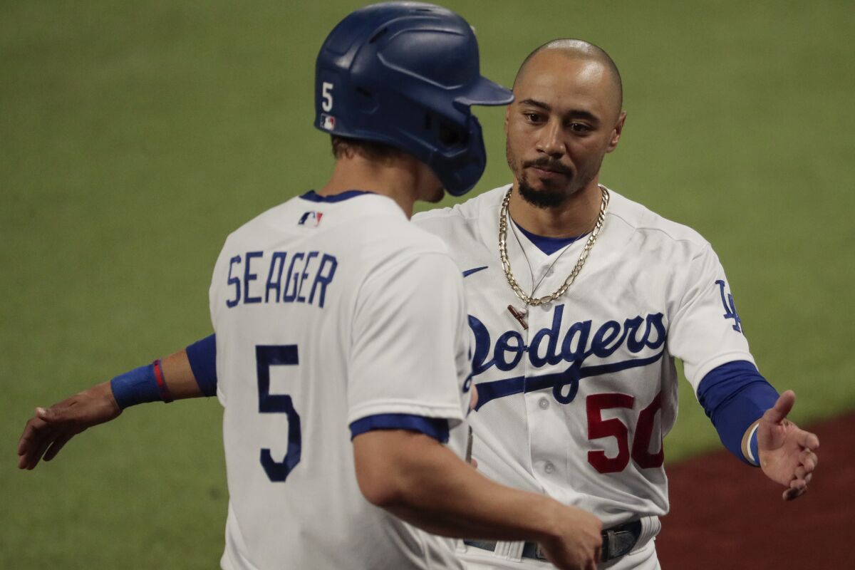 Corey Seager and Mookie Betts last season.