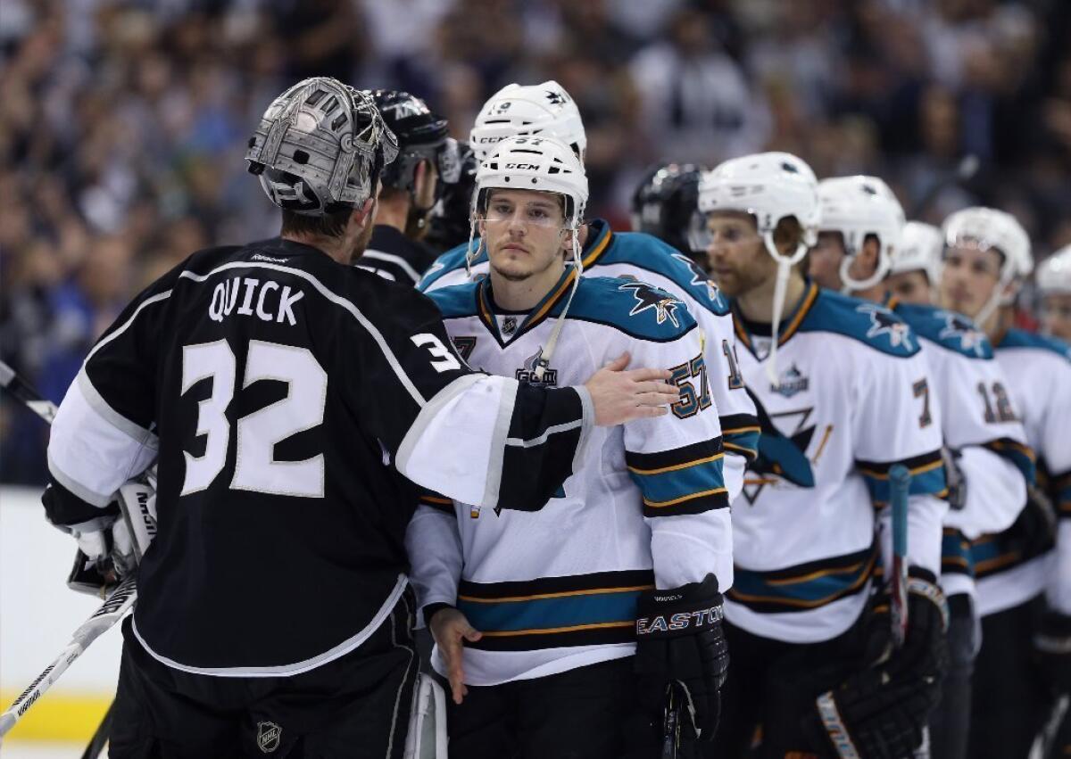 After vanquishing the San Jose Sharks in Game 7 of their Western Conference semifinal series, the Kings will next play either Detroit or Chicago.
