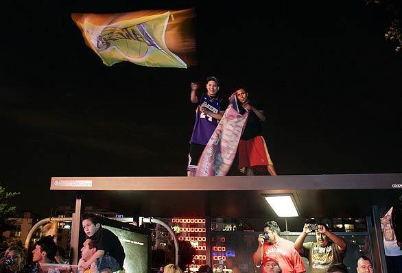 Waving the Lakers flag