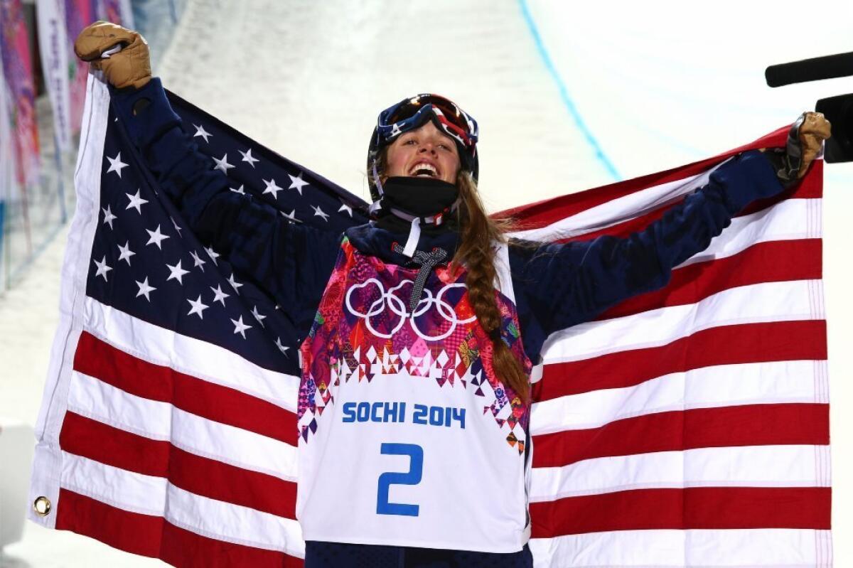 Maddie Bowman of the U.S. celebrates her victory