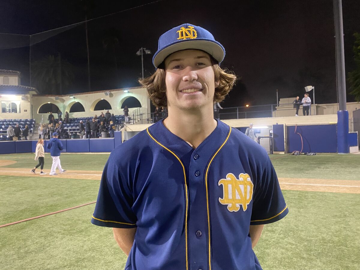 First baseman Jack Gurevitch of Sherman Oaks Notre Dame.