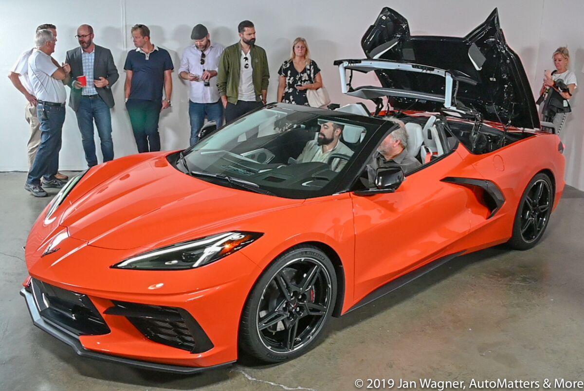 2020 Corvette Stingray convertible with the top partially retracted
