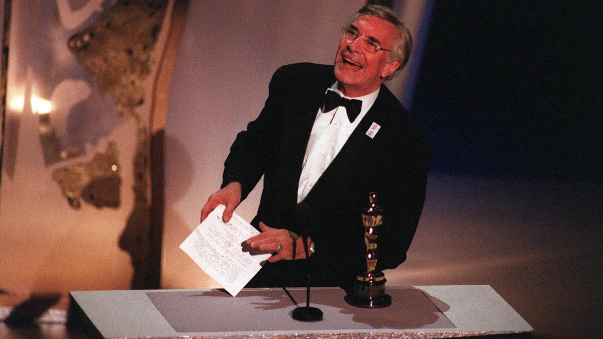Martin Landau wins the Supporting Actor Oscar, March 27, 1995, for his performance in "Ed Wood."