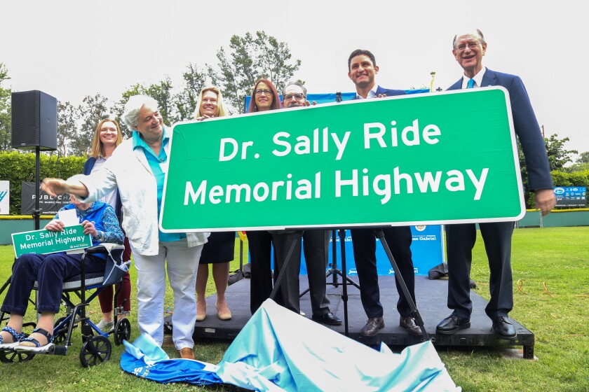 The late Sally Ride was honored June 3 with part of state Highway 101 in the west San Fernando Valley dedicated in her name.