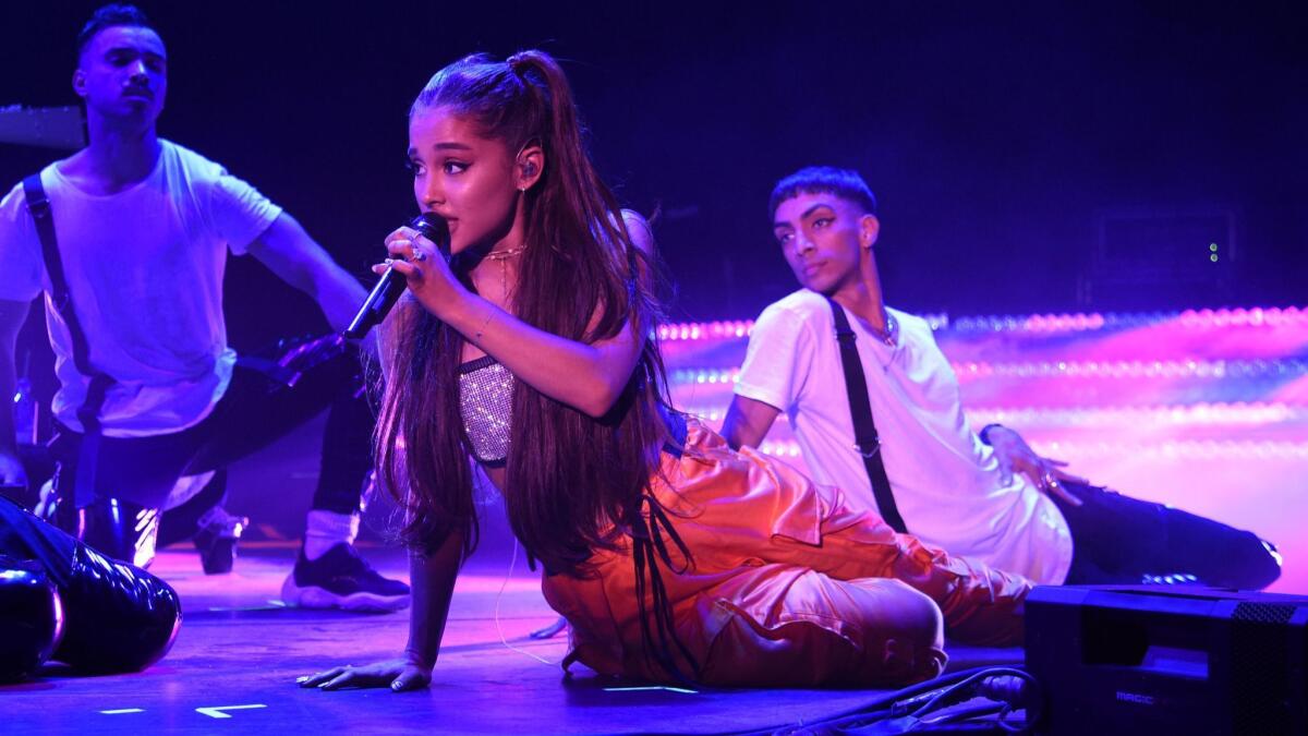 Ariana Grande, seen performing last month in New York, has a new album, "Sweetener."