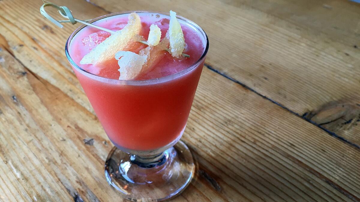 The Ginger Grant cocktail from Plan Check Kitchen + Bar is made with pisco and blood orange.