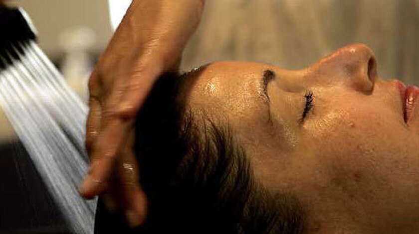 Treatments at Steam salon in West Hollywood focus on conditioning and scalp cleaning. Some include a head massage with oils.