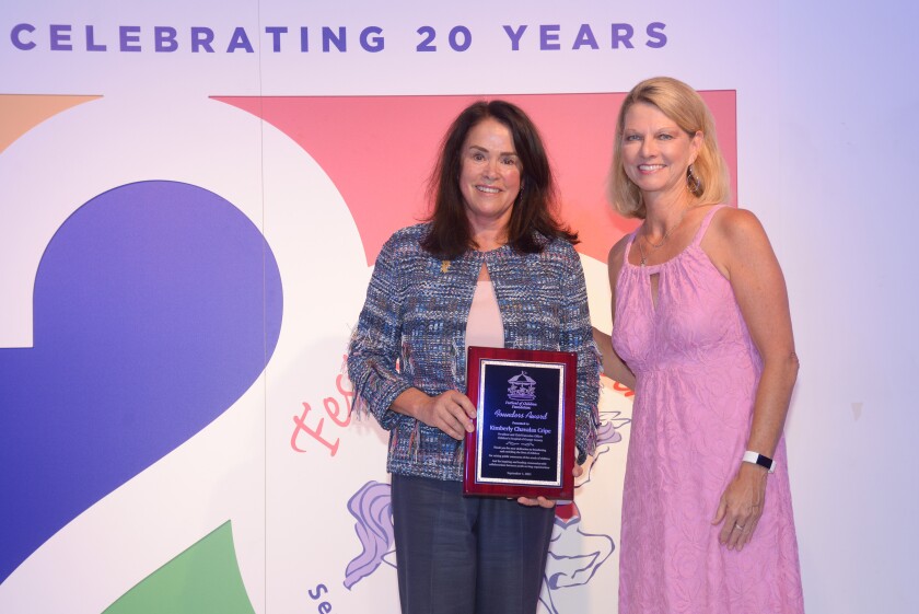 Kimberly Cripe, founder's award recipient, with Festival of Children founder Sandy Segerstrom Daniels.