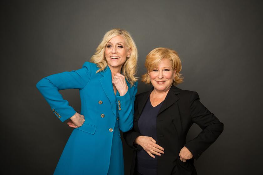 NEW YORK, NY — 9/26/19: Judith Light, left, and Bette Midler, right, who both have roles in the upcoming Netflix series "The Politician" produced by Ryan Murphy, stand for a portrait on Thursday, September 26, 2019 in New York City. (PHOTOGRAPH BY MICHAEL NAGLE / FOR THE TIMES)
