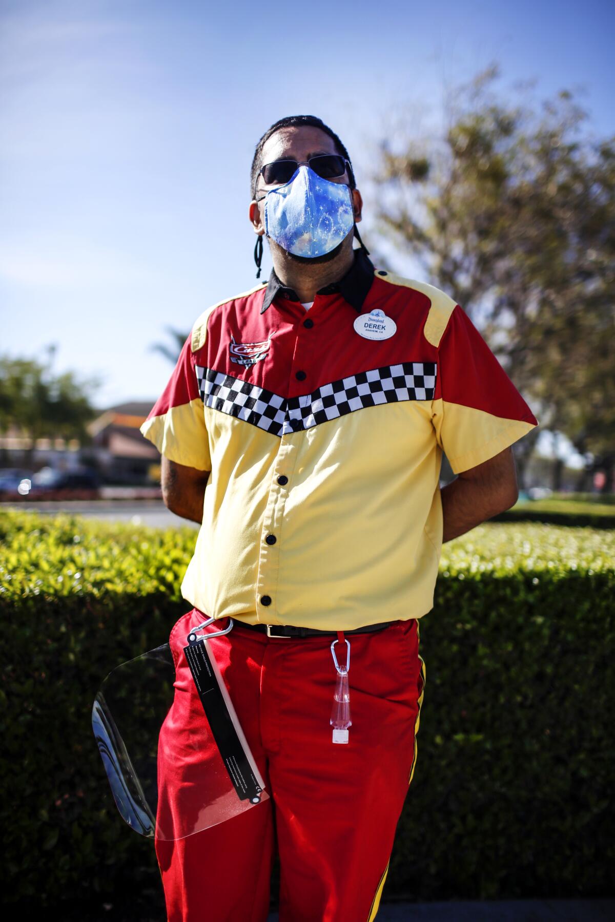 A Disney employee in his Radiator Springs Racers uniform