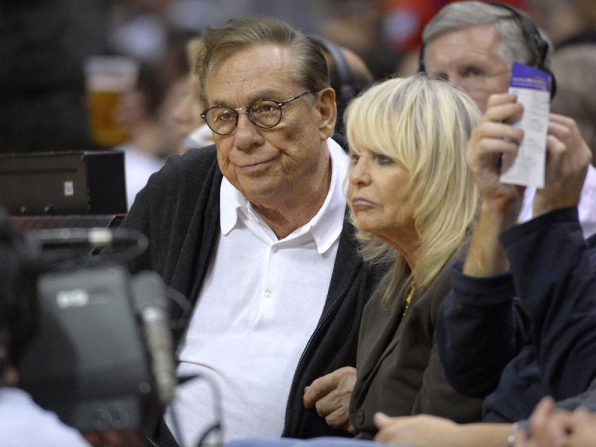 Clippers owner Donald Sterling and wife Rochelle Stein watch the team in 2012, but she'll be watching games alone from now on.