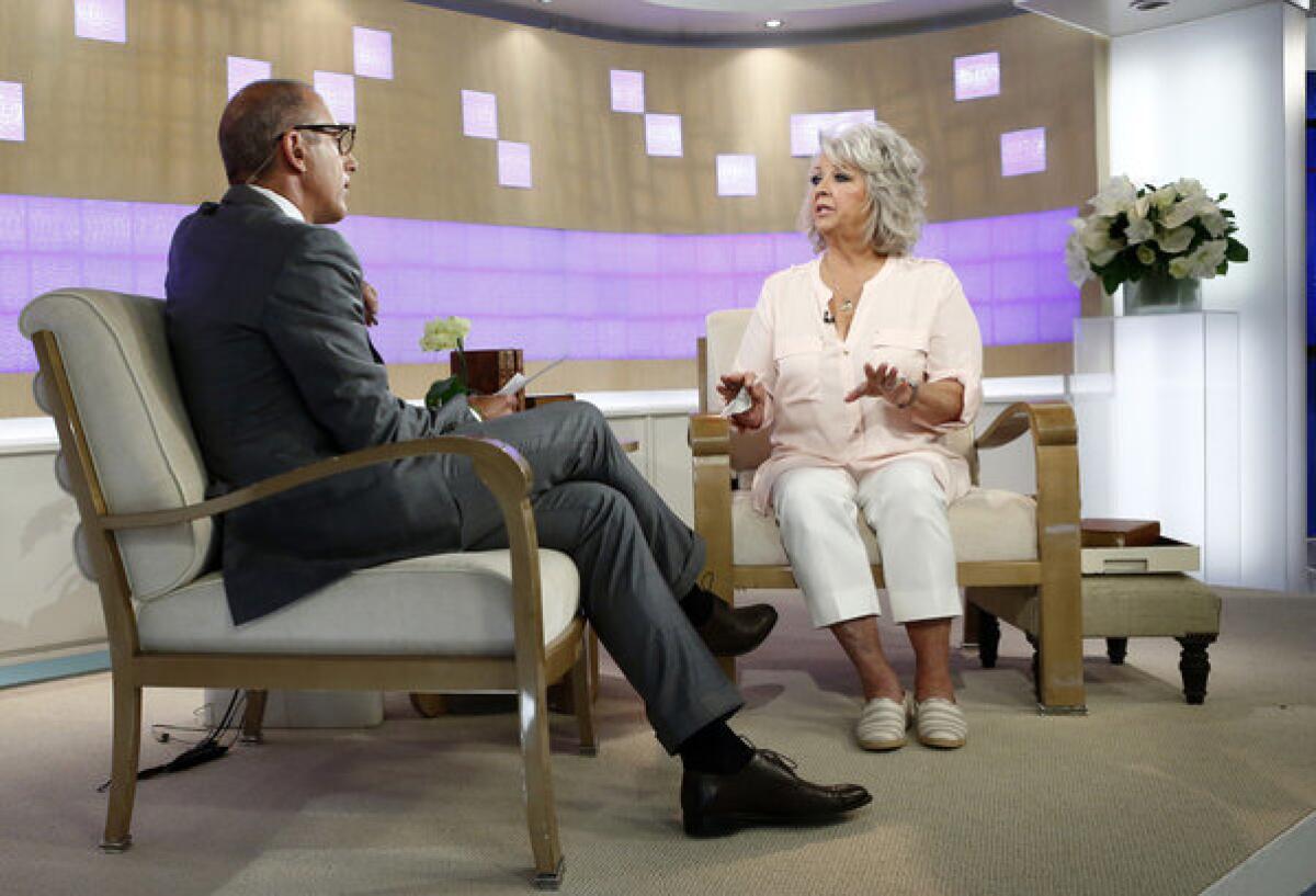 Celebrity chef Paula Deen appears on NBC News' "Today" show with host Matt Lauer.