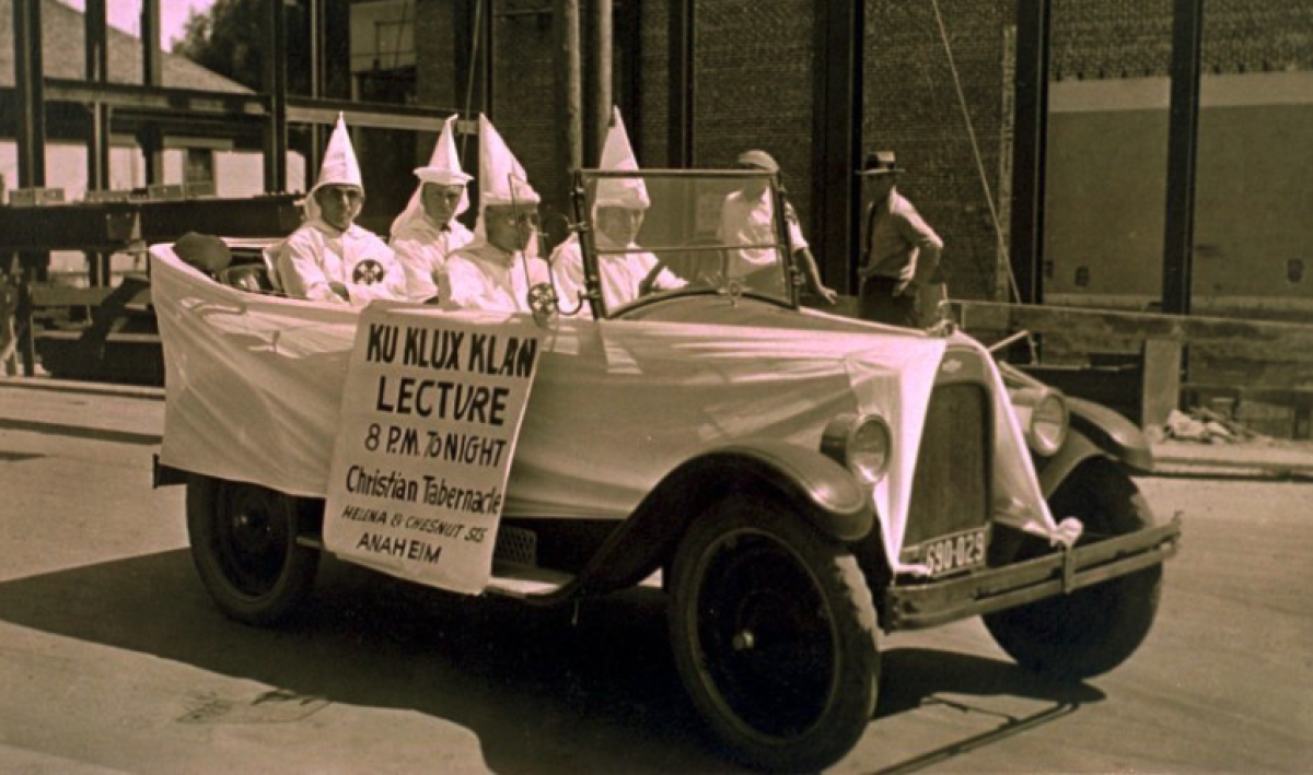 Members of the Ku Klux Klan in Anaheim in 1915.