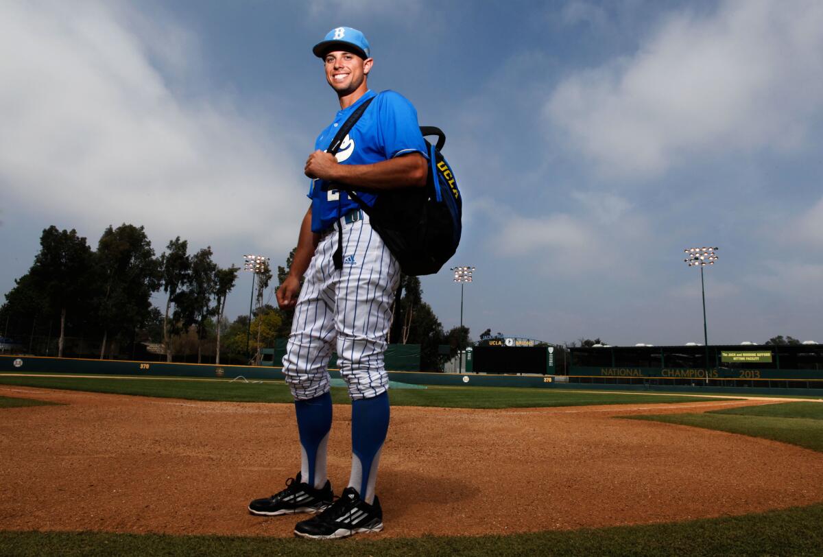 UCLA outfielder Brian Carroll, is a star on the field and in the classroom for the Bruins. He was a Pac-12 All-Academic selection last season.
