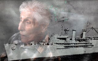 A multiple exposure of Bob Fernandez, 100, one of the few remaining Pearl Harbor survivors.