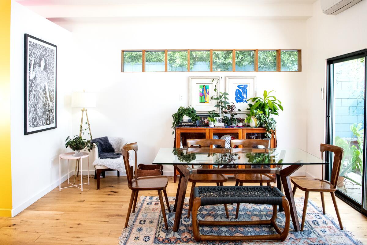 The dining room inside an 850-square-foot ADU 