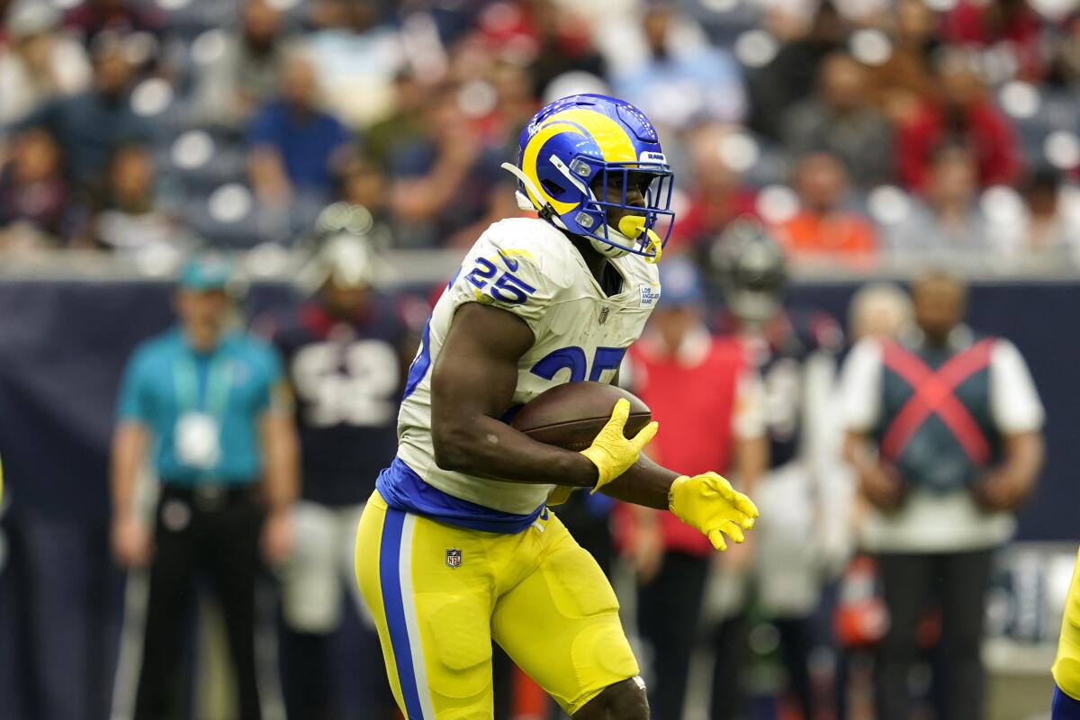 Rams running back Sony Michel carries the ball during a win over the Houston Texans on Oct. 31.