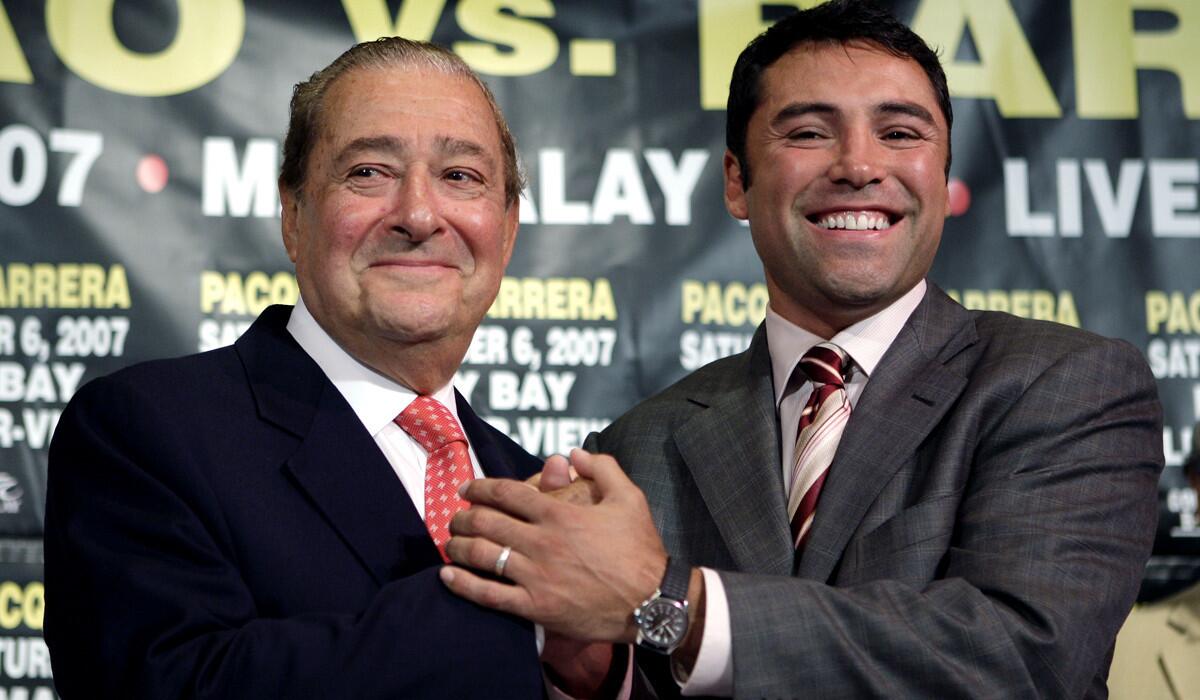 Bob Arum of Top Rank and Oscar De La Hoya of Golden Boy Promotions have come together on occasion to put on major boxing events.