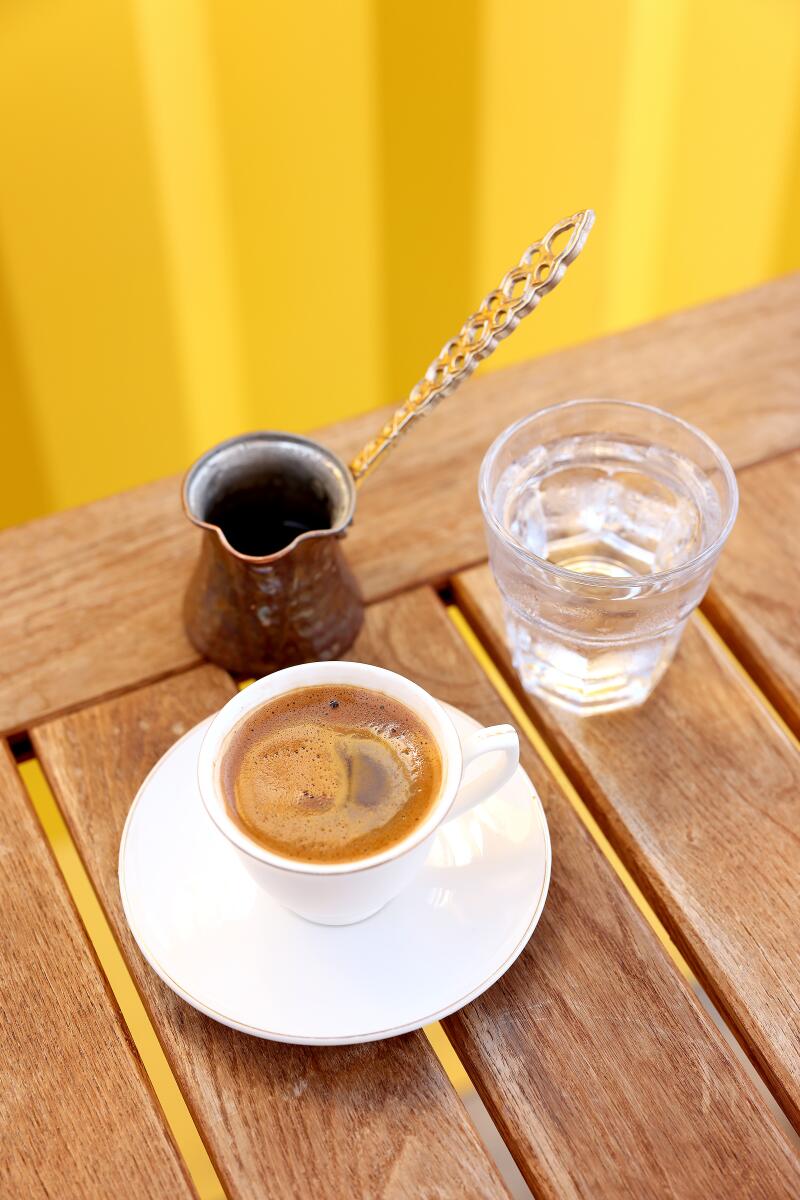 Thick Turkish coffee for an afternoon drink.