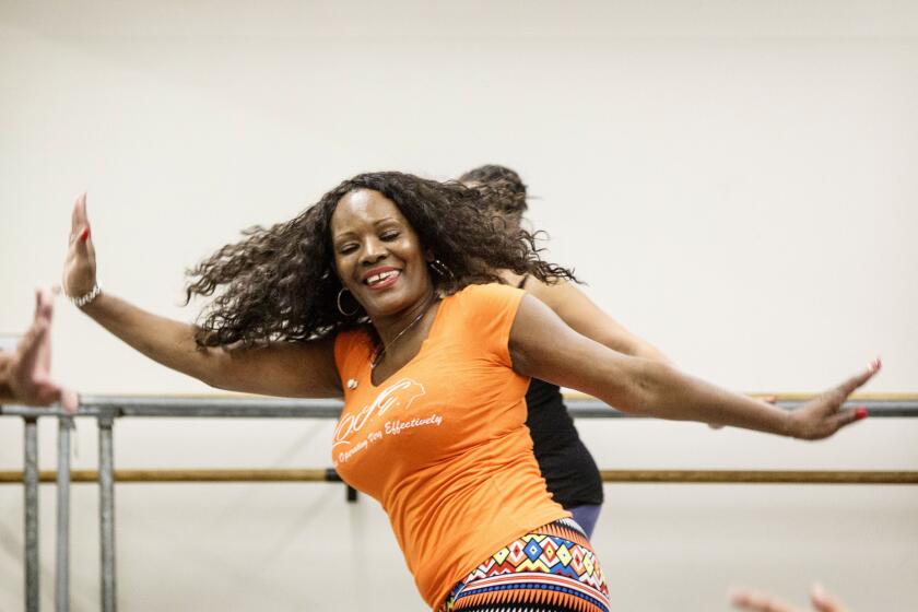 Dianne Shorte in action during a dance fitness class at Debbie Allen Dance Academy.