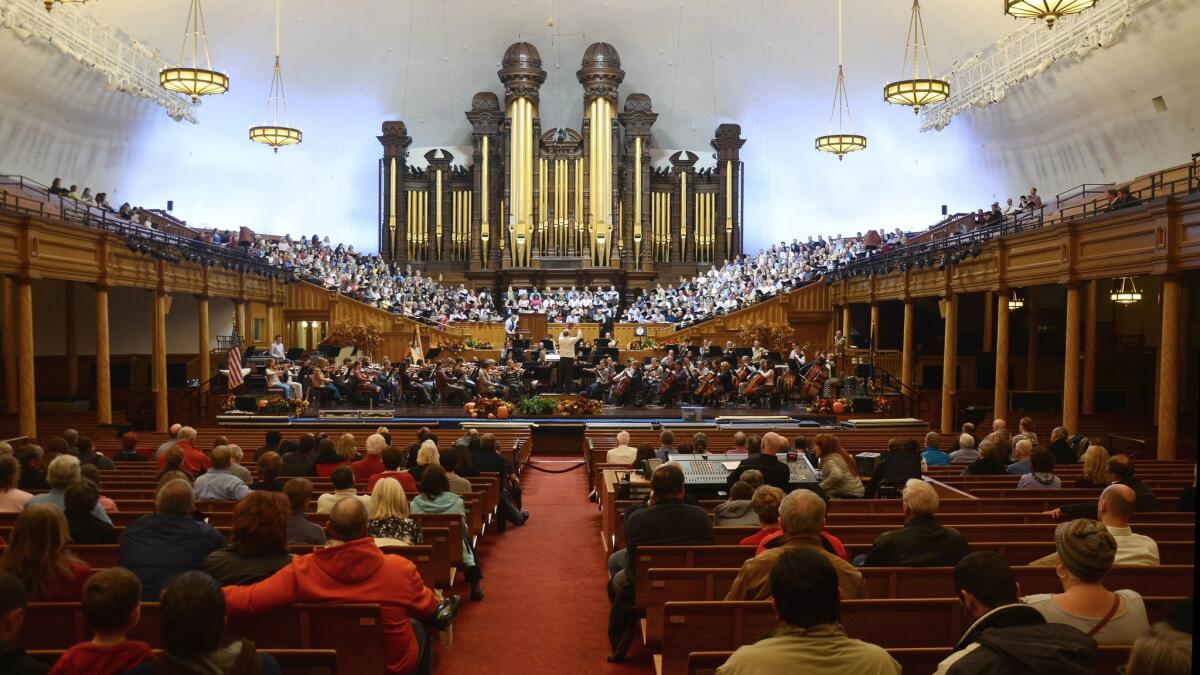 The Mormon Tabernacle Choir, shown rehearsing in Salt Lake City, will perform in 2018 at Renee and Henry Segerstrom Concert Hall in Costa Mesa.