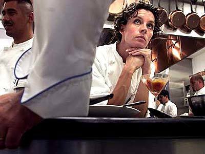 Kirsten Gabrielli takes instruction from chef Alain Giraud in the Bastide kitchen. Girauds humble dream has turned into an ambitious $3.5-million West Hollywood restaurant.
