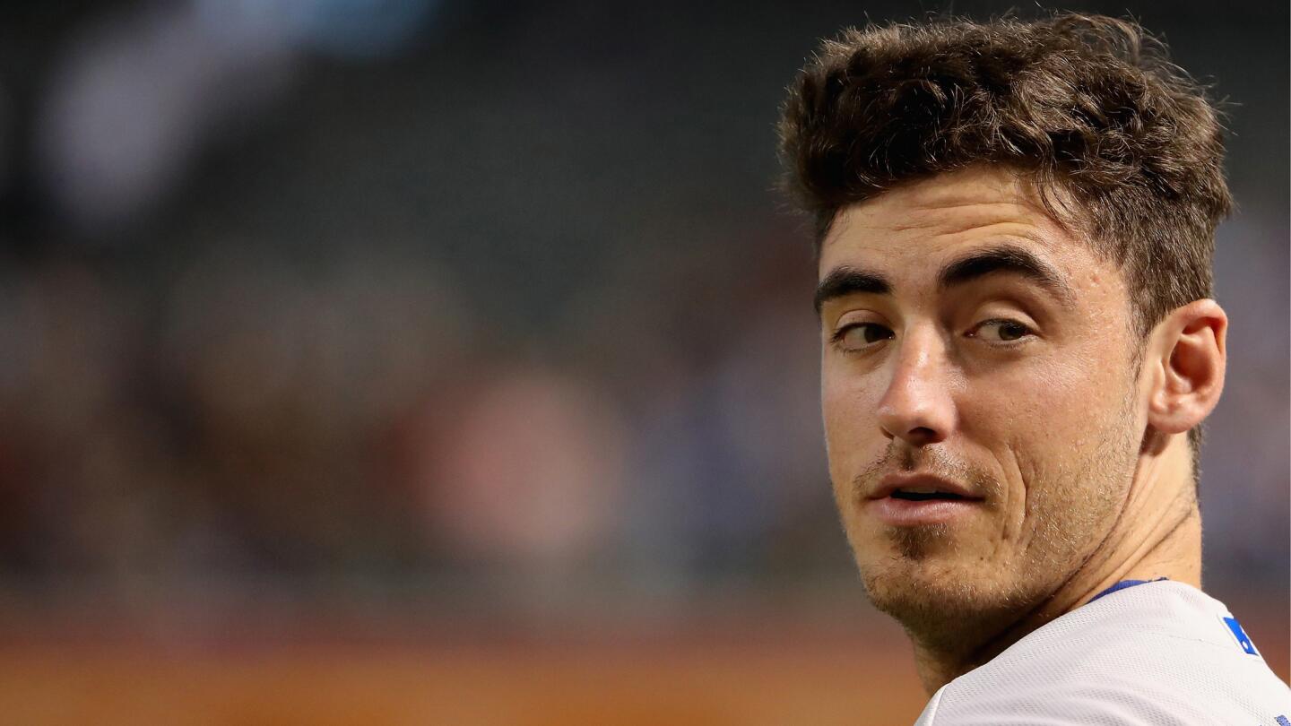 Dodgers Cody Bellinger stands on the field before the MLB game against the Arizona Diamondbacks at Chase Field.