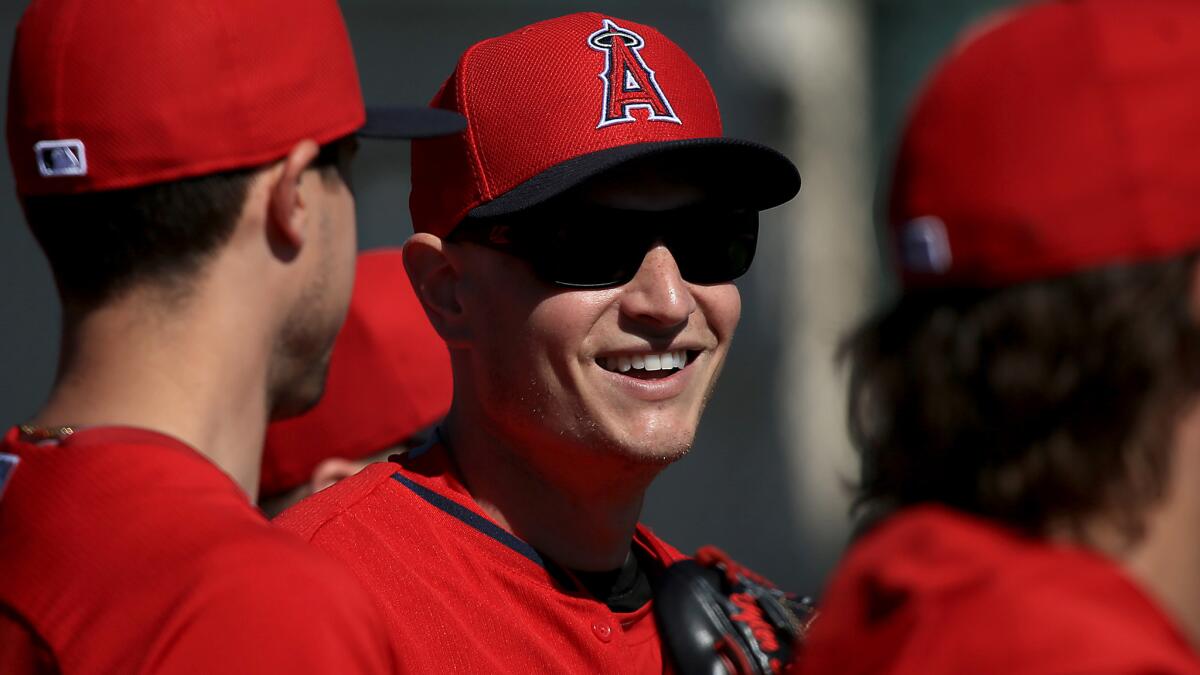 Angels starter Garrett Richards looks relaxed during a spring training practice session in Tempe, Ariz., on March 4.