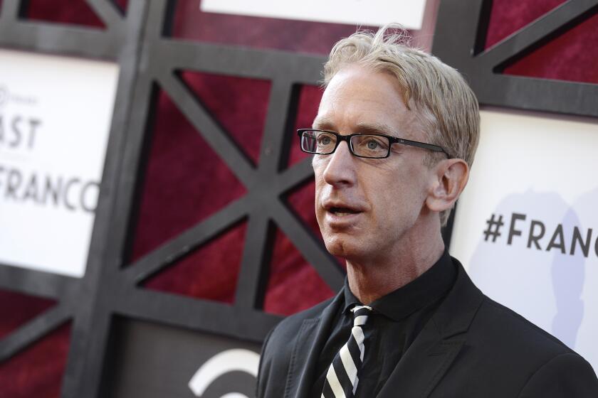 FILE - In this Aug. 25, 2013, file photo, actor Andy Dick arrives at the Comedy Central Roast of James Franco at The Culver Studios in Culver City, Calif. Comedian Andy Dick has filed a lawsuit in New Orleans against the man who punched him last year outside a French Quarter nightclub. Documents in the July 30, 2020, lawsuit were made public Thursday, Aug. 6, The Times-Picayune/The New Orleans Advocate reported. (Photo by Dan Steinberg/Invision/AP, File)