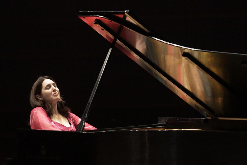 Ho, Lawrence K. Ã±Ã± B582166517Z.1 COSTA MESA CA. JUN. 18, 2012. Recital debut of pianist Simone Dinnerstein at the Renee and Henry Segerstrom Concert Hall in Costa Mesa on Jun. 18, 2012. Dinnerstein became a sensation with her engaging recording of Bach's "Goldberg" Variations made with borrowed money a couple of years ago. (Lawrence K. Ho/Los Angeles Times)