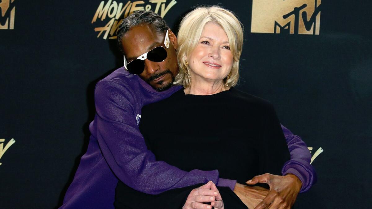 Snoop Dogg and Martha Stewart at the 2017 MTV Movie & TV Awards at the Shrine Auditorium in Los Angeles on May 7, 2017.